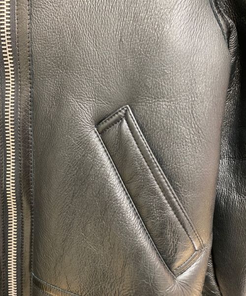 CELINE（セリーヌ）CELINE (セリーヌ) ラムスキンボンバージャケット ブラック サイズ:44の古着・服飾アイテム