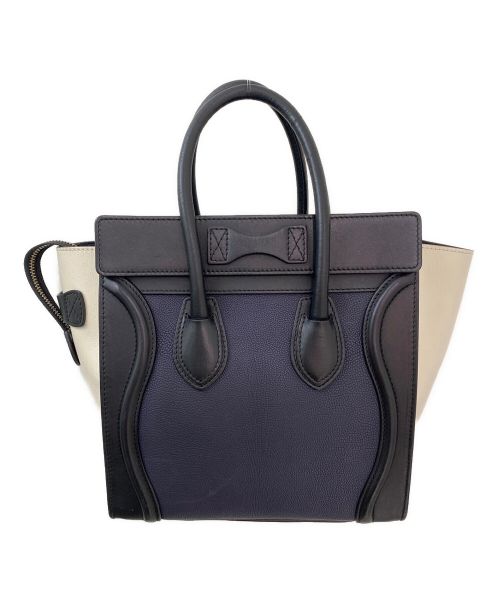 CELINE（セリーヌ）CELINE (セリーヌ) ラゲージ マイクロ ネイビー×ホワイト サイズ:マイクロの古着・服飾アイテム