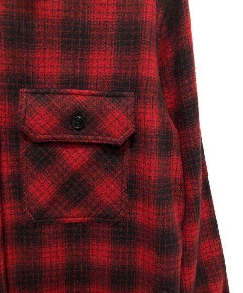 CELINE（セリーヌ）CELINE (セリーヌ) Loose Lumberjack Shirt in Checked Wool レッド サイズ:37の古着・服飾アイテム