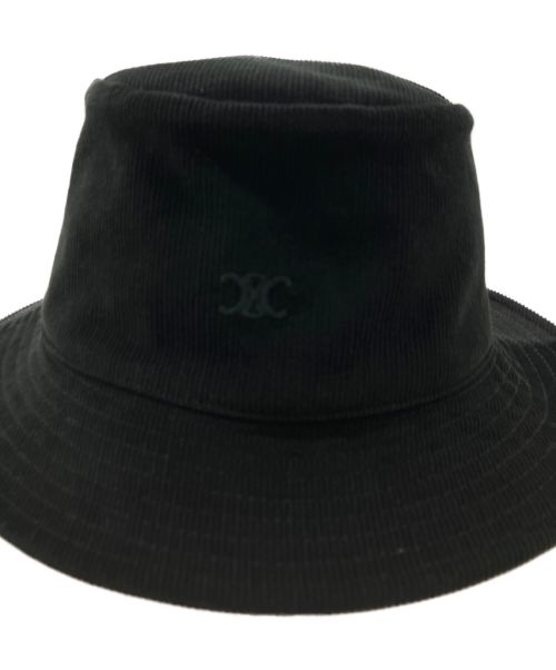 CELINE（セリーヌ）CELINE (セリーヌ) MINI TRIOMPHE BUCKET HAT IN CORDUROY ブラック サイズ:Lの古着・服飾アイテム