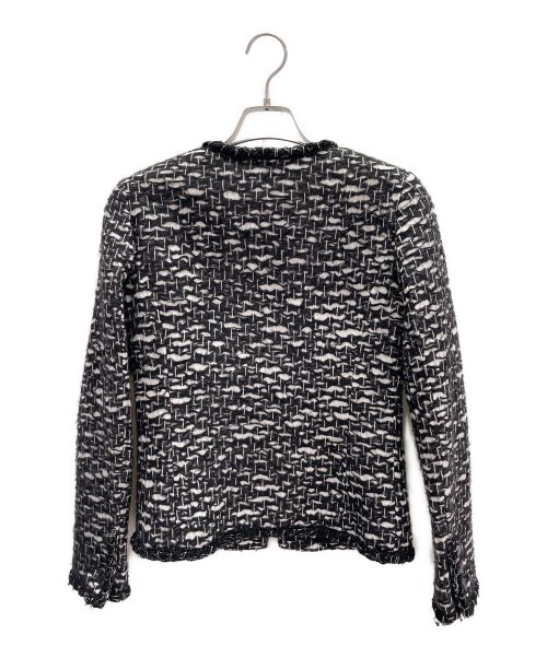 CHANEL（シャネル）CHANEL (シャネル) ノーカラージャケット ブラック×ホワイト サイズ:34の古着・服飾アイテム