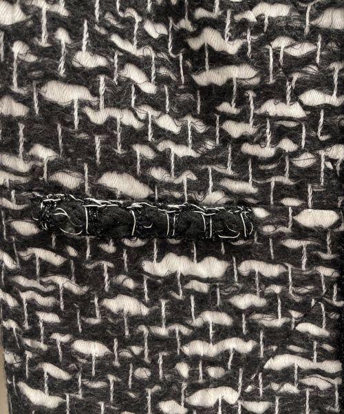CHANEL（シャネル）CHANEL (シャネル) ノーカラージャケット ブラック×ホワイト サイズ:34の古着・服飾アイテム