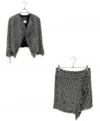 CHANELシャネル）の古着「Fringe Tweed Setup」｜ネイビー×ブラック×ホワイト