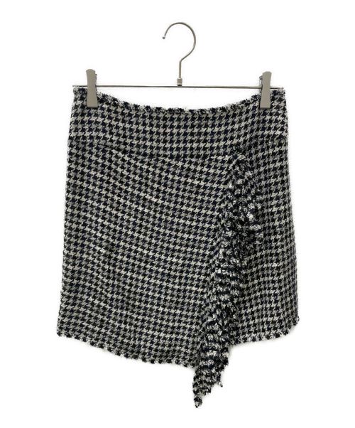 CHANEL（シャネル）CHANEL (シャネル) Fringe Tweed Setup ネイビー×ブラック×ホワイト サイズ:ジャケット36/スカート38の古着・服飾アイテム