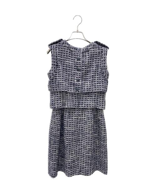 CHANEL（シャネル）CHANEL (シャネル) ツイードワンピース ネイビー サイズ:34の古着・服飾アイテム