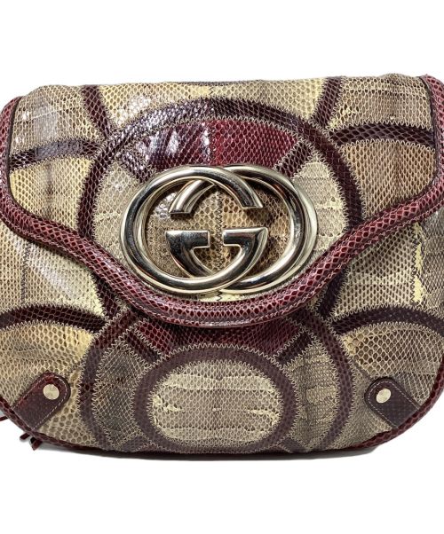 GUCCI（グッチ）GUCCI (グッチ) Interlocking G shoulder bag（インターロッキングGショルダーバッグ） ベージュ×ボルドーの古着・服飾アイテム