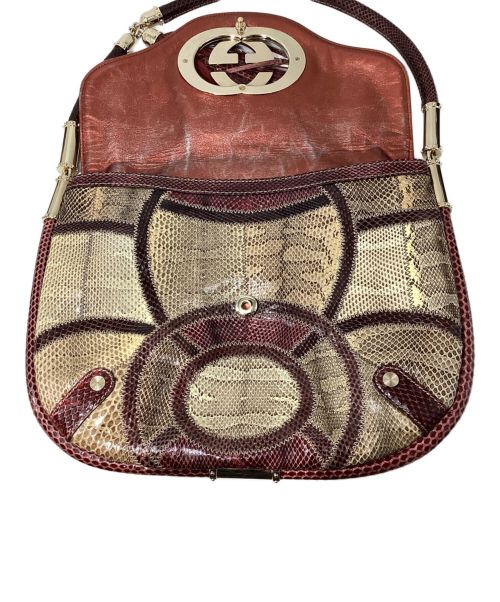GUCCI（グッチ）GUCCI (グッチ) Interlocking G shoulder bag（インターロッキングGショルダーバッグ） ベージュ×ボルドーの古着・服飾アイテム