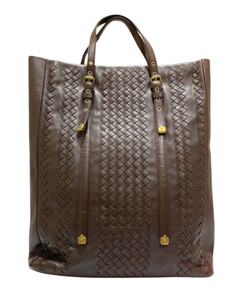 BOTTEGA VENETA（ボッテガベネタ）BOTTEGA VENETA (ボッテガベネタ) レザートートバッグ ブラウンの古着・服飾アイテム