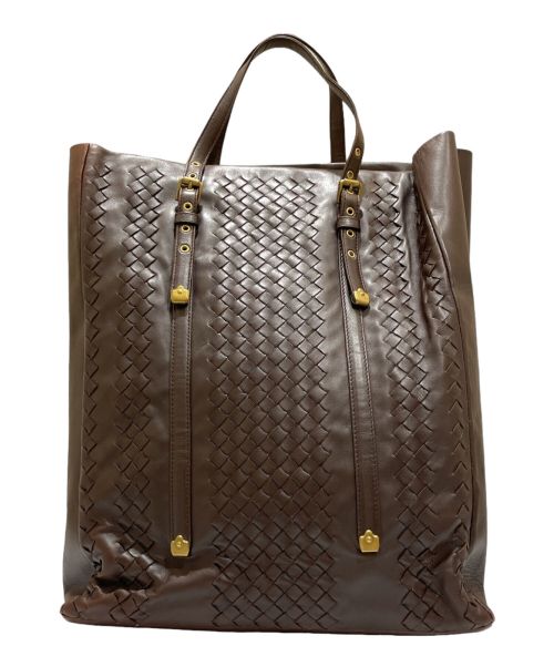 BOTTEGA VENETA（ボッテガベネタ）BOTTEGA VENETA (ボッテガベネタ) レザートートバッグ ブラウンの古着・服飾アイテム