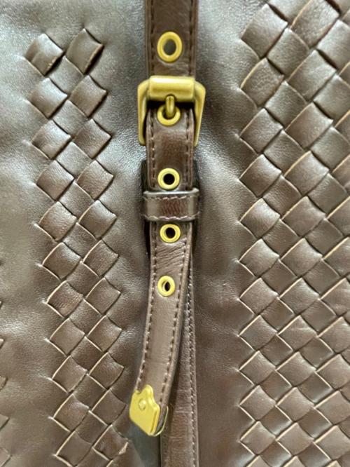 BOTTEGA VENETA（ボッテガベネタ）BOTTEGA VENETA (ボッテガベネタ) レザートートバッグ ブラウンの古着・服飾アイテム