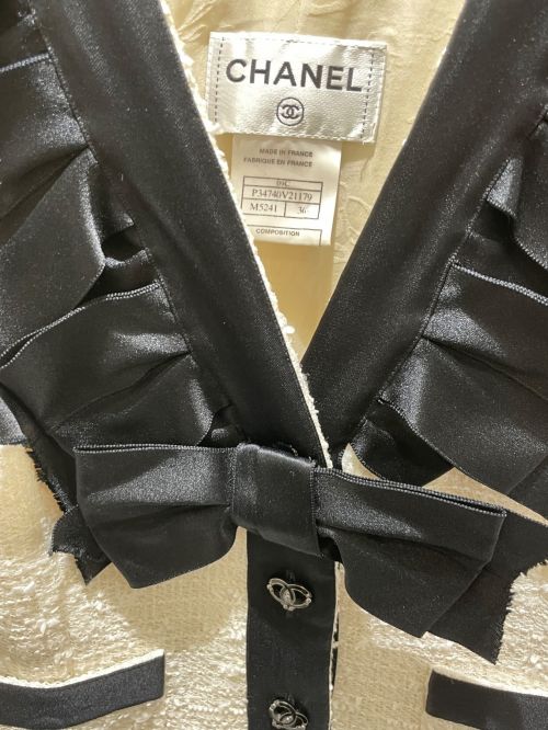 CHANEL（シャネル）CHANEL (シャネル) ツイードワンピース ホワイト サイズ:36の古着・服飾アイテム