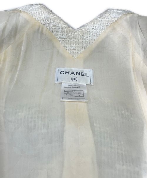 CHANEL（シャネル）CHANEL (シャネル) ツイードワンピース ホワイト サイズ:36の古着・服飾アイテム