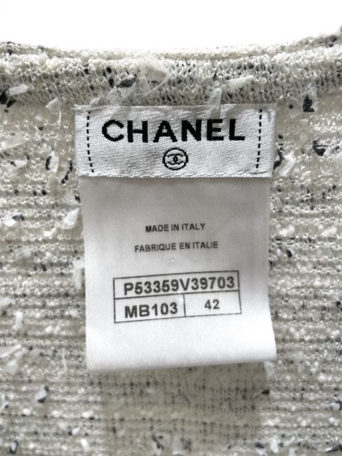 CHANEL（シャネル）CHANEL (シャネル) ツイードワンピース ホワイト サイズ:42の古着・服飾アイテム