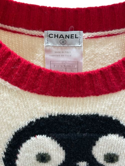 CHANEL（シャネル）CHANEL (シャネル) penguin knit アイボリー×レッド サイズ:34の古着・服飾アイテム