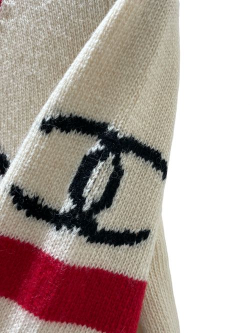CHANEL（シャネル）CHANEL (シャネル) penguin knit アイボリー×レッド サイズ:34の古着・服飾アイテム