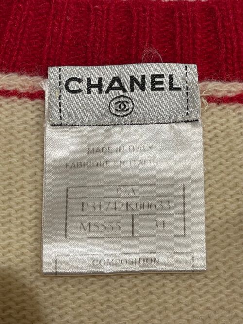 CHANEL（シャネル）CHANEL (シャネル) penguin knit アイボリー×レッド サイズ:34の古着・服飾アイテム