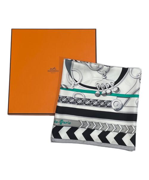 HERMES（エルメス）HERMES (エルメス) カレ 90  ネイビー×グリーン サイズ:90の古着・服飾アイテム