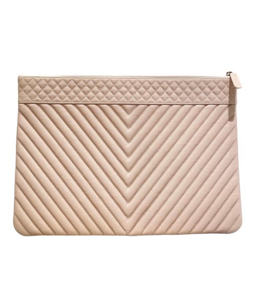 CHANEL（シャネル）CHANEL (シャネル) Vステッチクラッチバッグ ピンクの古着・服飾アイテム