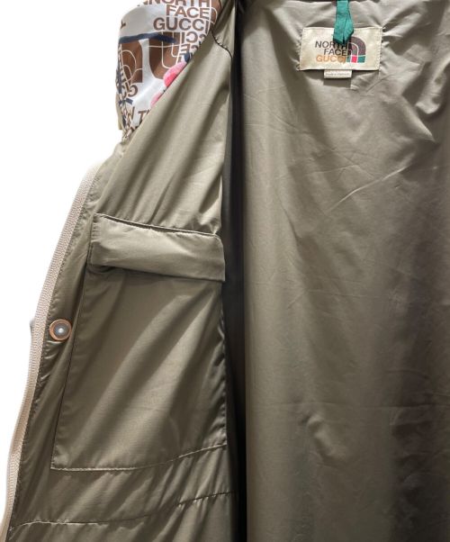GUCCI（グッチ）GUCCI (グッチ) THE NORTH FACE (ザ ノース フェイス) Nylon Windbreaker ホワイト×ブラウン サイズ:XSの古着・服飾アイテム