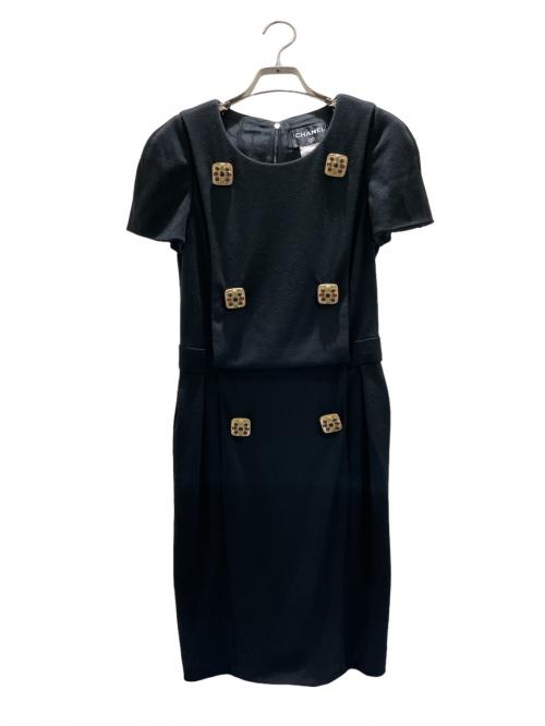 CHANEL（シャネル）CHANEL (シャネル) グリポア装飾ワンピース ブラック サイズ:36の古着・服飾アイテム