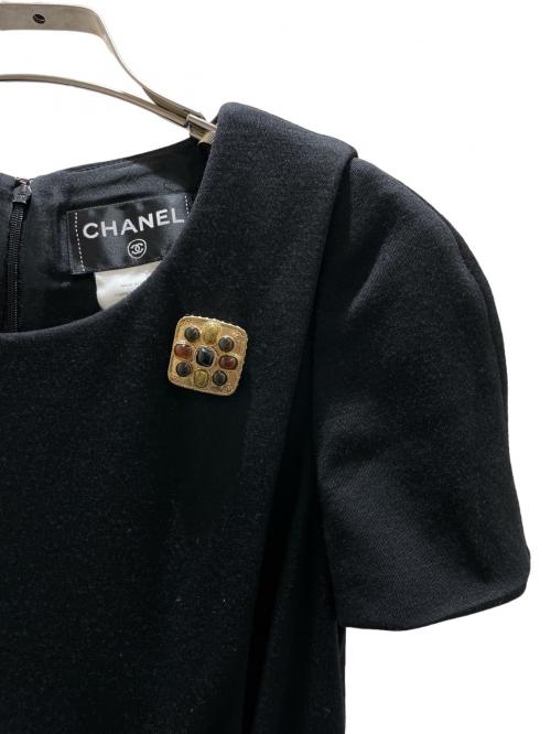 CHANEL（シャネル）CHANEL (シャネル) グリポア装飾ワンピース ブラック サイズ:36の古着・服飾アイテム