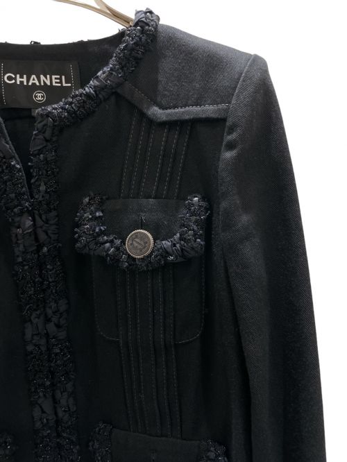 CHANEL（シャネル）CHANEL (シャネル) ノーカラージャケット ブラック サイズ:34の古着・服飾アイテム
