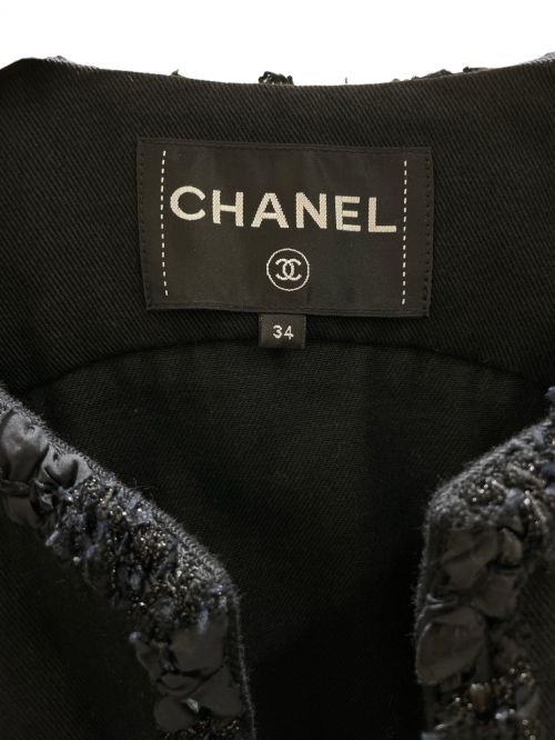 CHANEL（シャネル）CHANEL (シャネル) ノーカラージャケット ブラック サイズ:34の古着・服飾アイテム