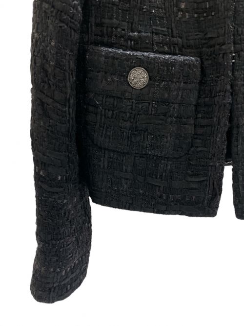 CHANEL（シャネル）CHANEL (シャネル) ノーカラーツイードジャケット ブラック サイズ:34の古着・服飾アイテム