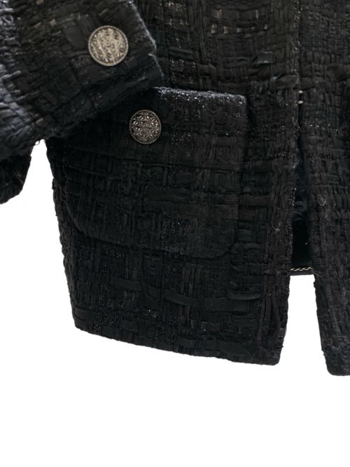 CHANEL（シャネル）CHANEL (シャネル) ノーカラーツイードジャケット ブラック サイズ:34の古着・服飾アイテム