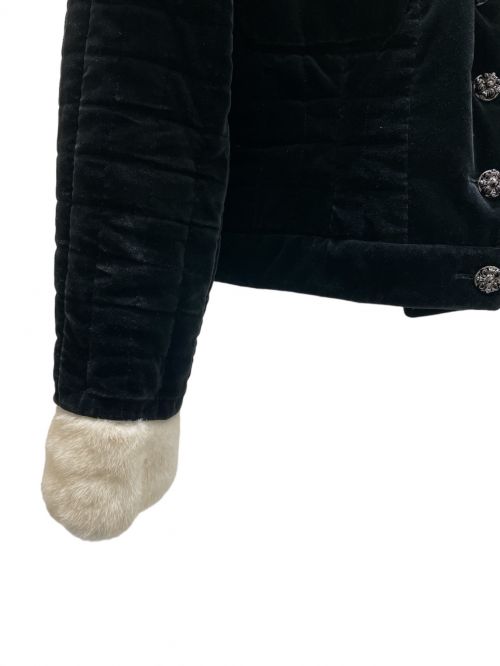 CHANEL（シャネル）CHANEL (シャネル) ベロアジャケット ブラック×ホワイト サイズ:38の古着・服飾アイテム