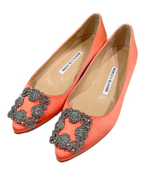 Manolo Blahnik（マノロ ブラニク）Manolo Blahnik (マノロブラニク) フラットパンプス コーラル サイズ: 34 1/2の古着・服飾アイテム
