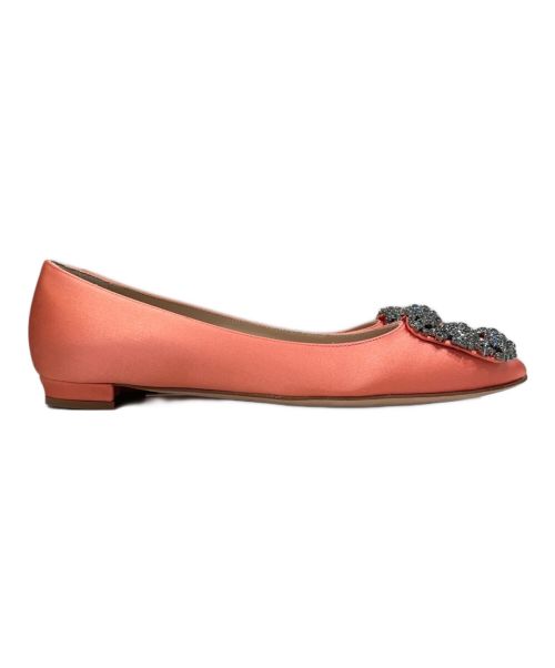 Manolo Blahnik（マノロ ブラニク）Manolo Blahnik (マノロブラニク) フラットパンプス コーラル サイズ: 34 1/2の古着・服飾アイテム