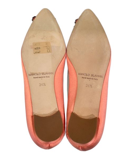 Manolo Blahnik（マノロ ブラニク）Manolo Blahnik (マノロブラニク) フラットパンプス コーラル サイズ: 34 1/2の古着・服飾アイテム