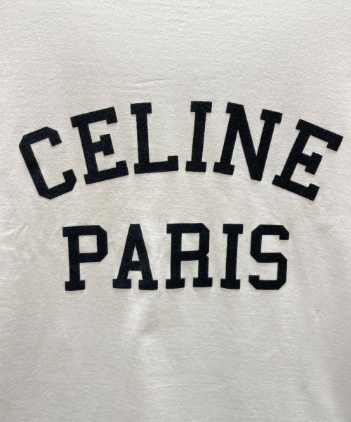CELINE（セリーヌ）CELINE (セリーヌ) ロゴルーズTシャツ ホワイト×ネイビー サイズ:Sの古着・服飾アイテム