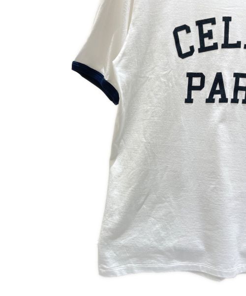 CELINE（セリーヌ）CELINE (セリーヌ) ロゴルーズTシャツ ホワイト×ネイビー サイズ:Sの古着・服飾アイテム