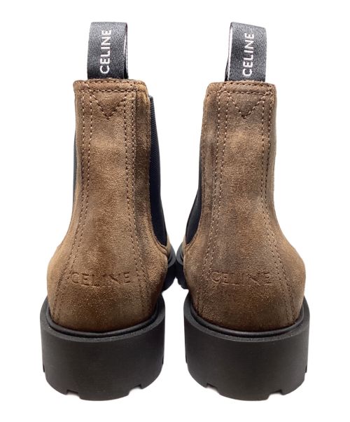 CELINE（セリーヌ）CELINE (セリーヌ) スウェードレザーチェルシーブーツ ブラウン×ブラック サイズ:42の古着・服飾アイテム