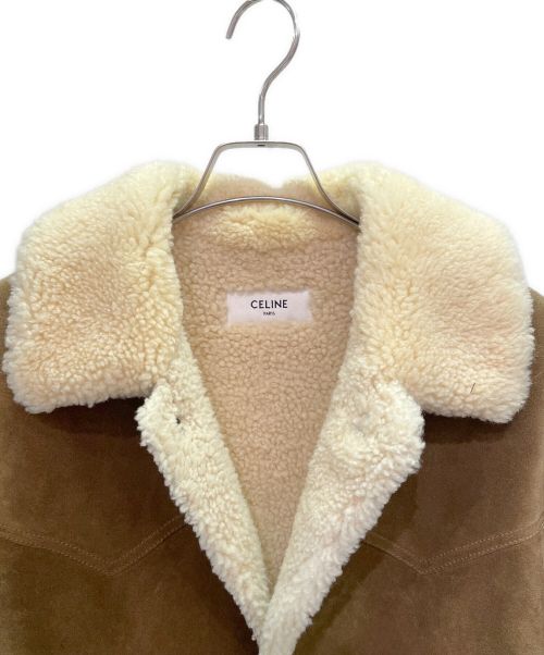 CELINE（セリーヌ）CELINE (セリーヌ) LOOSE COAT WITH SHEARLING INNER LINING IN SPLIT CALFSKIN キャメル サイズ:46の古着・服飾アイテム