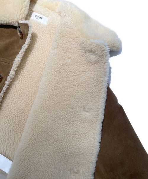 CELINE（セリーヌ）CELINE (セリーヌ) LOOSE COAT WITH SHEARLING INNER LINING IN SPLIT CALFSKIN キャメル サイズ:46の古着・服飾アイテム