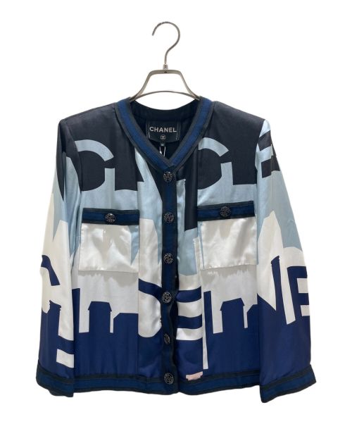 CHANEL（シャネル）CHANEL (シャネル) シャネルシルクジャケット ネイビー×ブルー サイズ:38の古着・服飾アイテム