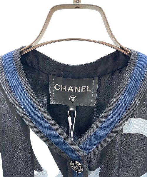 CHANEL（シャネル）CHANEL (シャネル) シャネルシルクジャケット ネイビー×ブルー サイズ:38の古着・服飾アイテム