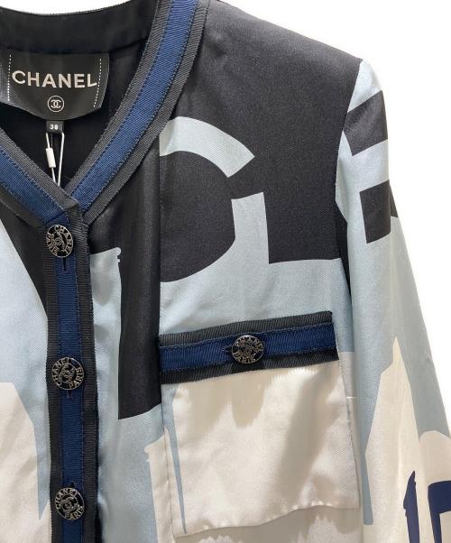 CHANEL（シャネル）CHANEL (シャネル) シャネルシルクジャケット ネイビー×ブルー サイズ:38の古着・服飾アイテム