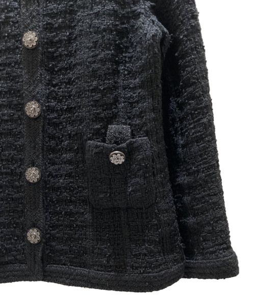 CHANEL（シャネル）CHANEL (シャネル) ノーカラーツイードジャケット ブラック サイズ:34の古着・服飾アイテム