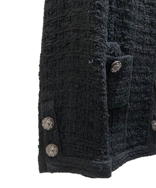 CHANEL（シャネル）CHANEL (シャネル) ノーカラーツイードジャケット ブラック サイズ:34の古着・服飾アイテム