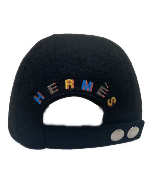 HERMES（エルメス）HERMES (エルメス) バックロゴカシミヤキャップ ブラック サイズ:58の古着・服飾アイテム