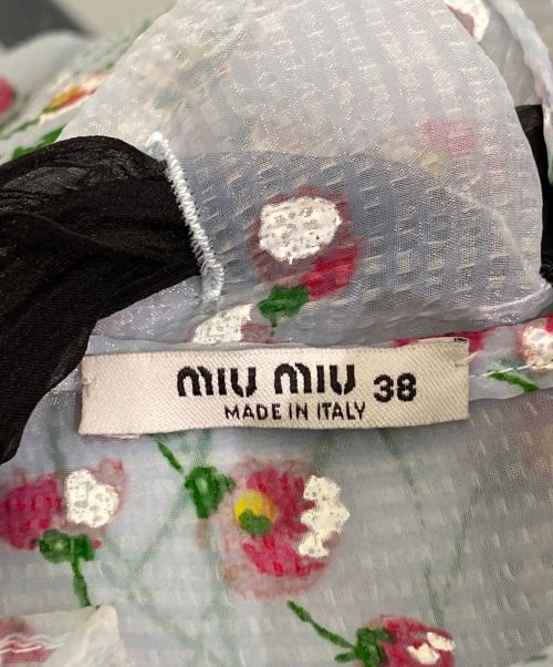MIU MIU（ミュウミュウ）MIU MIU (ミュウミュウ) フローラルプリントワンピース ブルー×レッド サイズ:38の古着・服飾アイテム