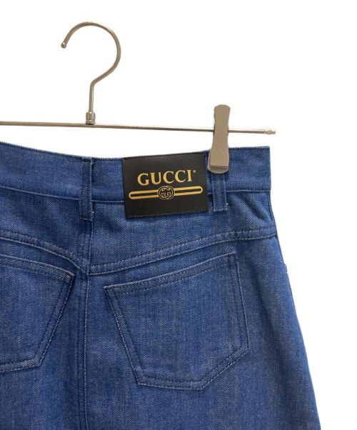 GUCCI（グッチ）GUCCI (グッチ) ロゴパッチデニムスカート インディゴ サイズ:40の古着・服飾アイテム