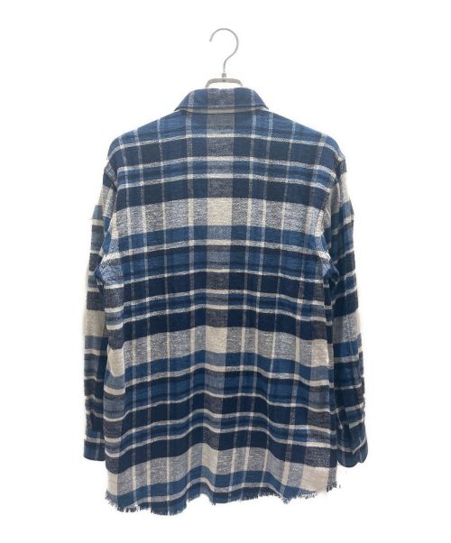 CELINE（セリーヌ）CELINE (セリーヌ) チェックオーバーサイズシャツ ネイビー×ホワイト サイズ:36の古着・服飾アイテム