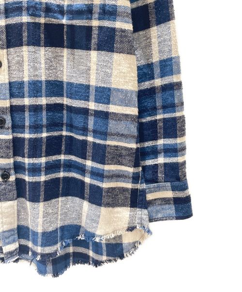 CELINE（セリーヌ）CELINE (セリーヌ) チェックオーバーサイズシャツ ネイビー×ホワイト サイズ:36の古着・服飾アイテム