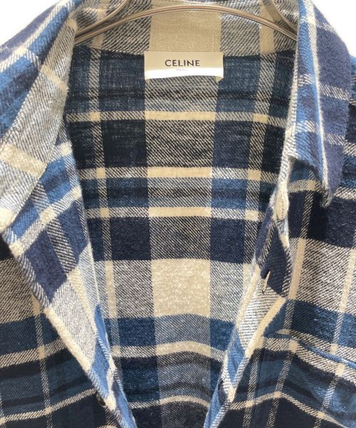 CELINE（セリーヌ）CELINE (セリーヌ) チェックオーバーサイズシャツ ネイビー×ホワイト サイズ:36の古着・服飾アイテム