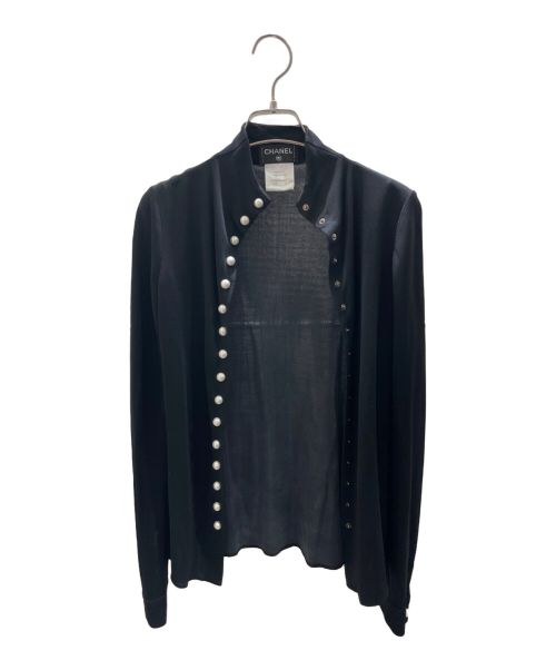 CHANEL（シャネル）CHANEL (シャネル) ココパールボタンフロントブラウス ブラック サイズ:34の古着・服飾アイテム